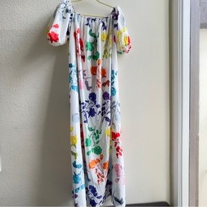 Exaggerated puff sleeve multi floral maxi dress Size S/M/L